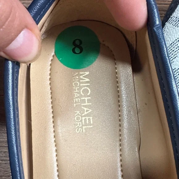 Michael Kors Cream and Navy Loafers with Gold Accent - Picture 5 of 7